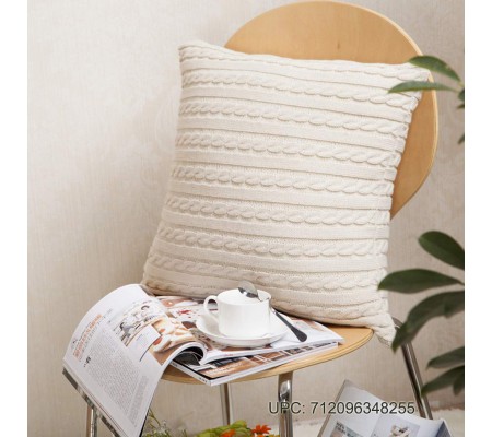 DOKOT 100% Cotton Knitted Decorative Square Warm Throw Pillow Cover / Cushion Cover (18x18inches(45x45cm), Beige)