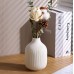 CESTATIVO White Ceramic Vase Set of 3,Small Ribbed Vases for Rustic Home Decor,Modern Minimalist Decor,Shelf Decor,Table Decor,Decorative Flower Vases for Bookshelf