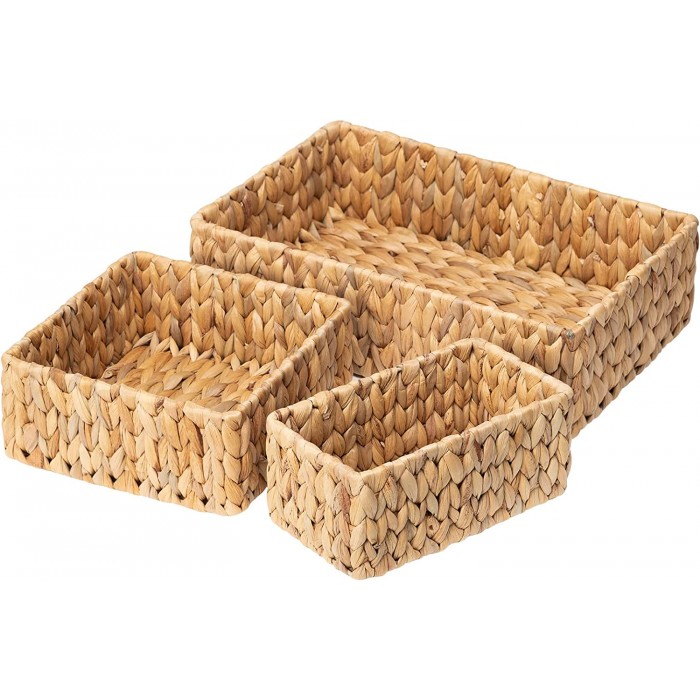 Set of Wicker Baskets for Home Organization, Water Hyacinth