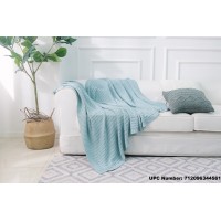 DOKOT Cable Knitting Sweater Throw Blanket, 100% Cotton Knitted All Season Couch, Sofa, Chair, Bed Cover
