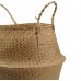 Natural Seagrass Belly Basket with Handles, Large Storage Laundry Basket 