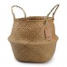 DEAMACE Natural Seagrass Belly Basket with Handles, Large Storage Laundry Basket (M(12.6“ Diameter x 11" Height), Natural)