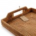 Rattan Tray Tea Trays Rectangle Serving Tray with Handles for Coffee Table, Food, Drinks, Dinner, Breakfast, Home Decor Natural